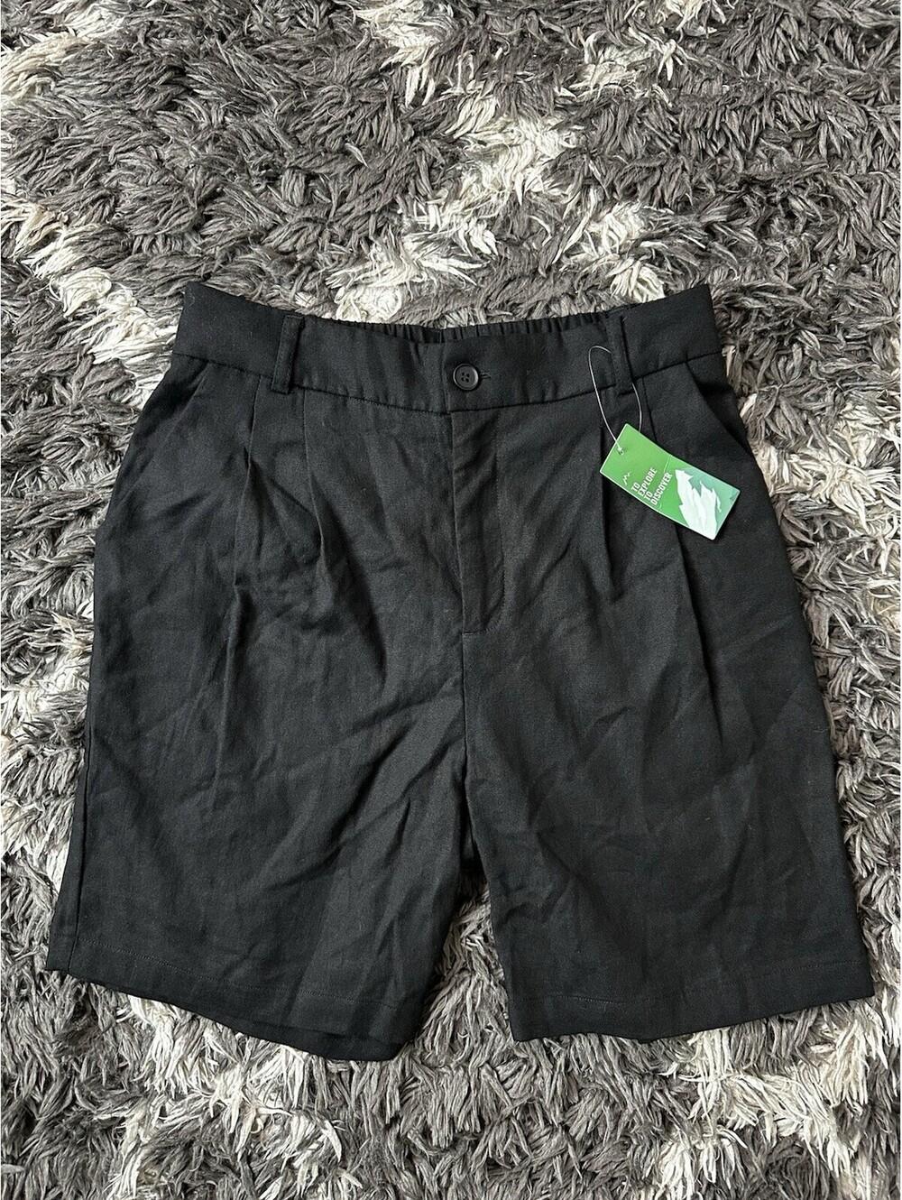 NWT Willit Mens Linen Cotton Blend Pleated Shorts Black Size S 7" Inseam